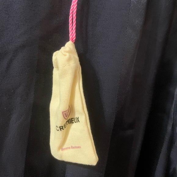 Cremieux Navy Selina Striped Tulip Sleeve Satin Dress size Large - Picture 3 of 11